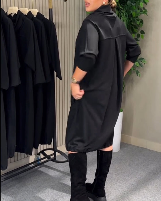 Stylish 3/4 Sleeve Cowl Neck Dress