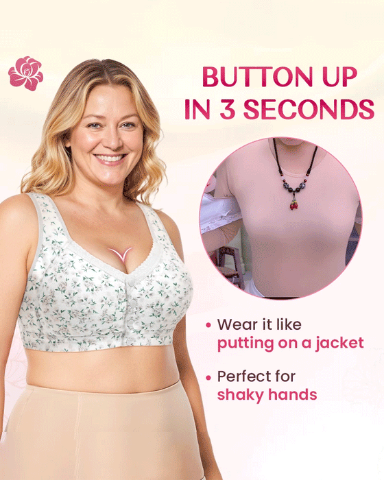 Front Button Comfortable Wireless Lift Bra