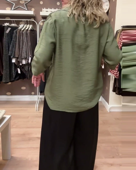 Lapel leopard print button-down casual shirt