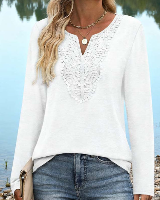 Elegant V-Neck Top With Long Sleeves For Women