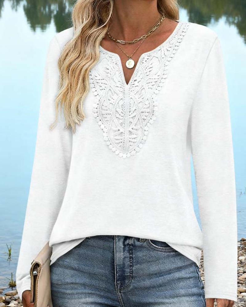 Elegant V-Neck Top With Long Sleeves For Women