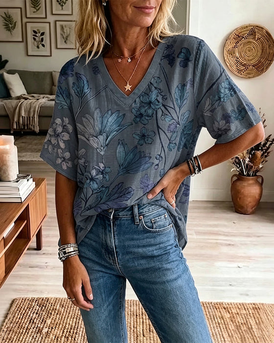 V-Neck Half Sleeve Blouse