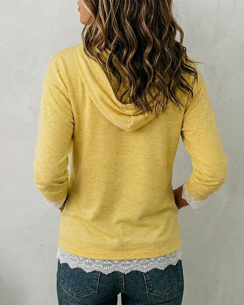 Solid Casual Long Sleeve Hoodie