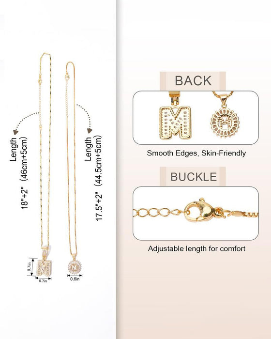 Initial Letter Pendant Necklaces -2 Pack