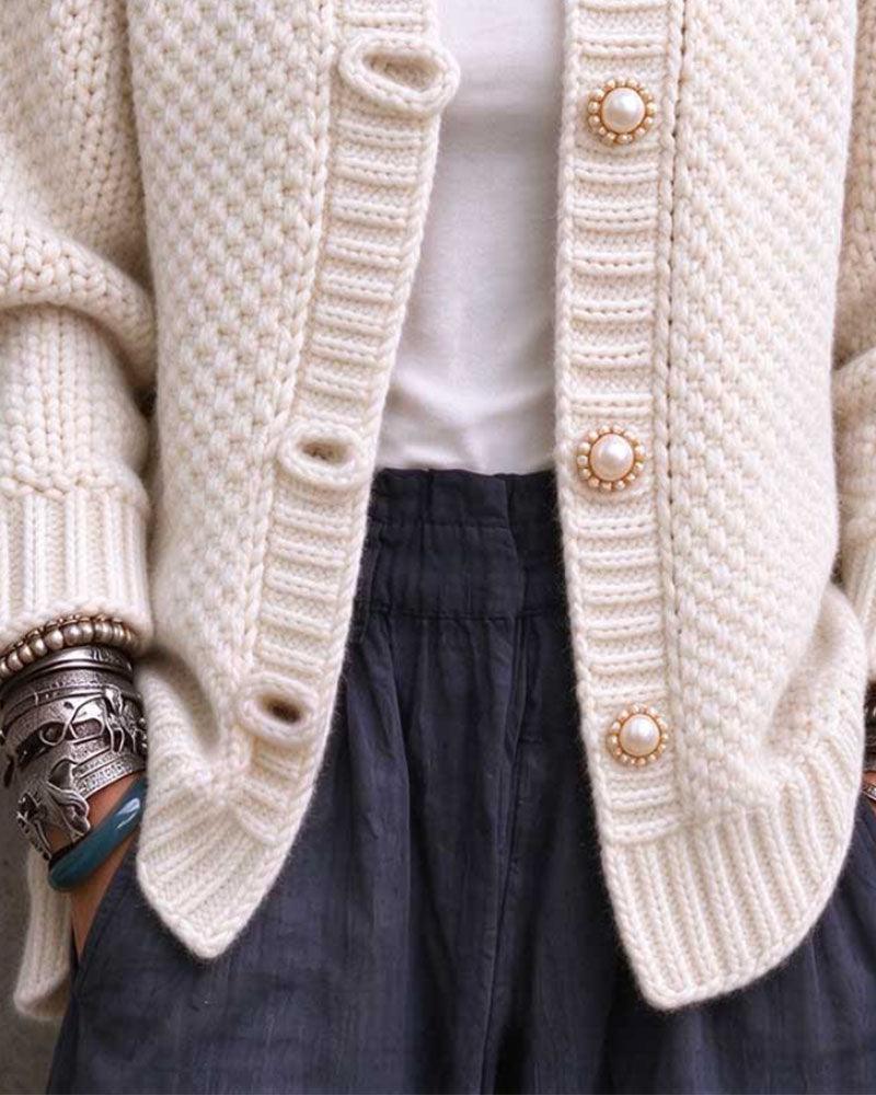 Pearl Button Chunky Knit Cardigan