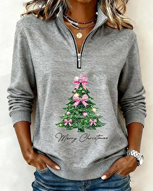 Half-Zip Christmas Tree Sweatshirt