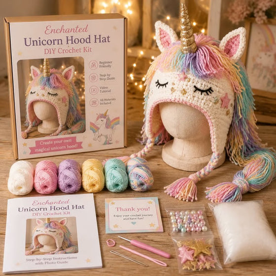 🐉✨ Fantasy Hood Hat DIY Crochet Kit 🧶🎭✨