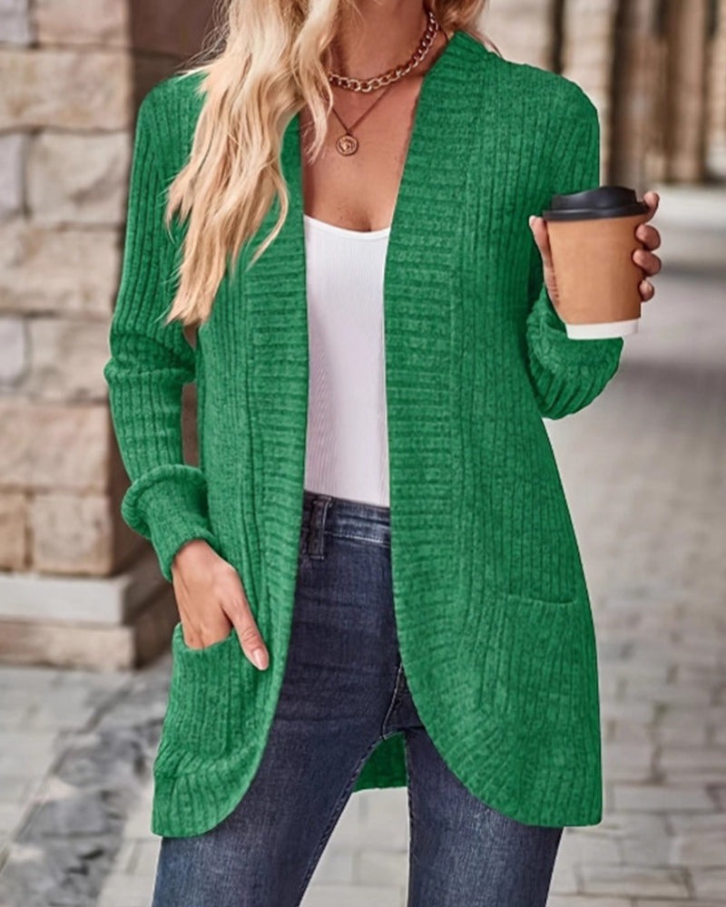 Brushed Casual Long-Sleeve Coat