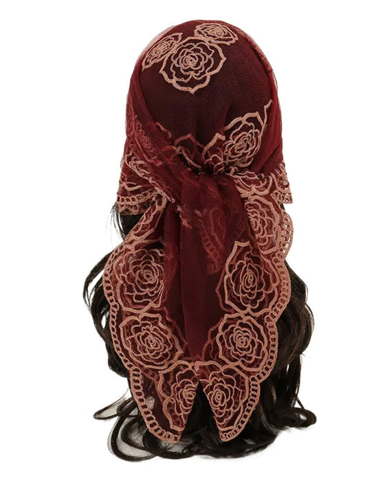 Floral Mesh Scallop Design Bandana