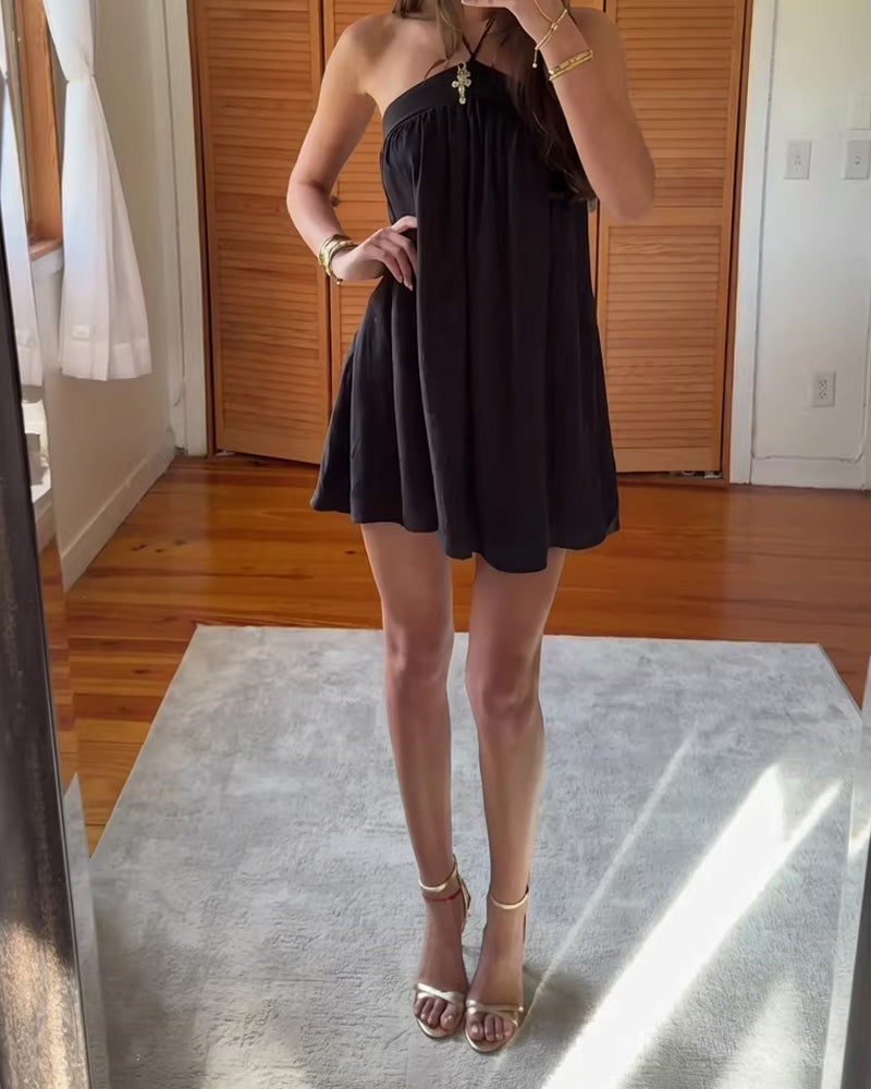 Halter Neck Strap Babydoll Dress