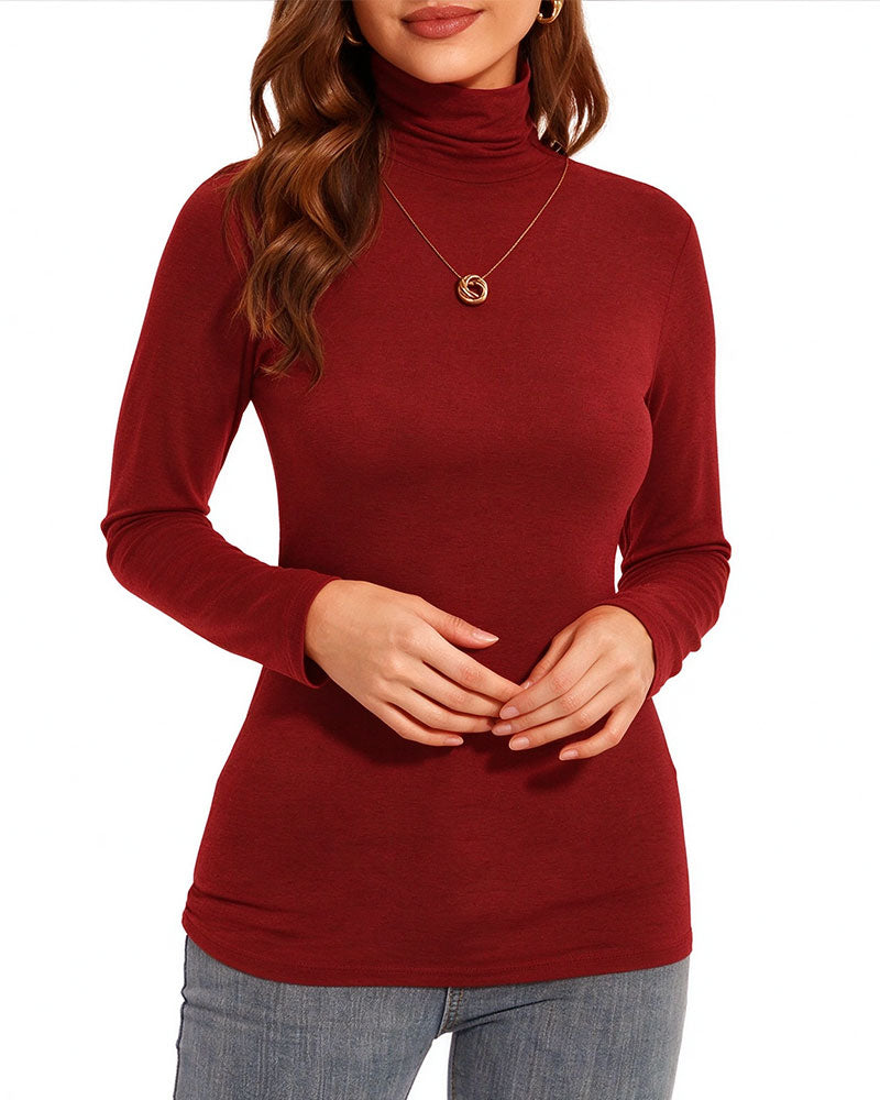 Solid Color Half Turtleneck Bottoming Top