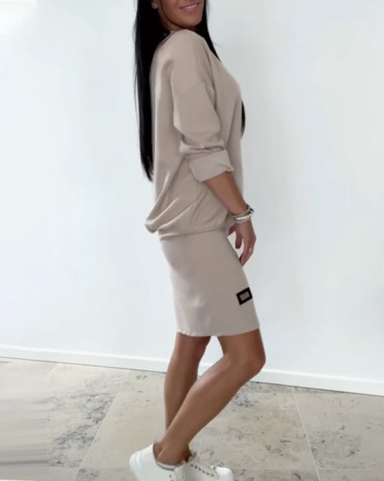 Long-Sleeved Casual Hip Dress
