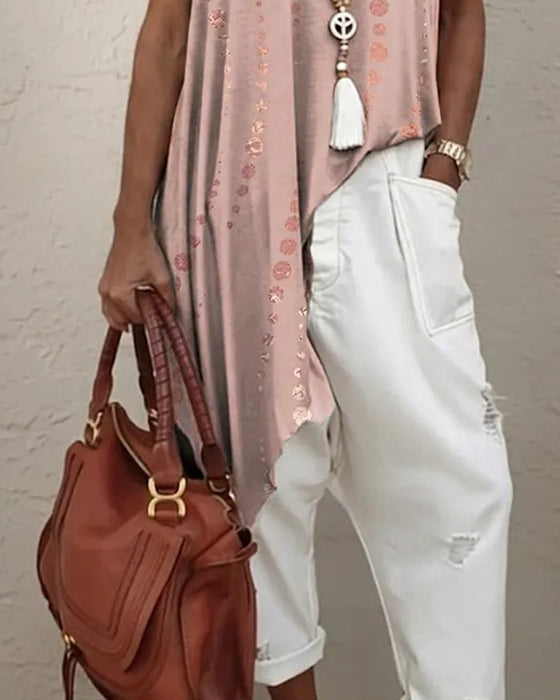 Casual Polka Dot Irregular Blouse