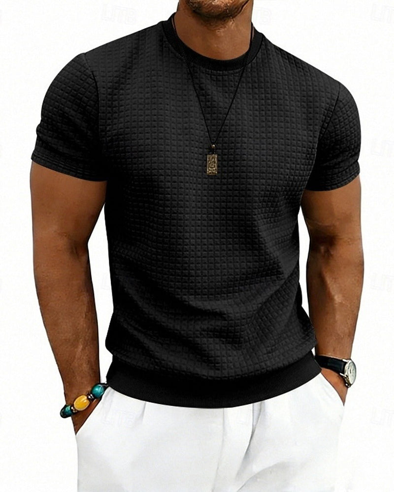 T-Shirt Ribbed Crewneck Short-Sleeve