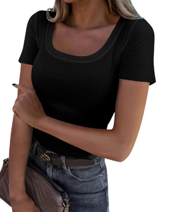 U-Neck Short Sleeve Fitted T-Shirt