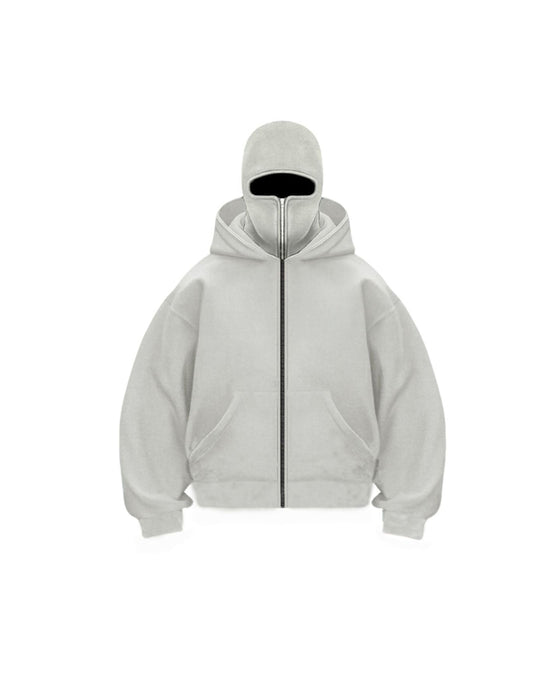 Unisex Double Hood Zip-Up Sweatshirt Coat