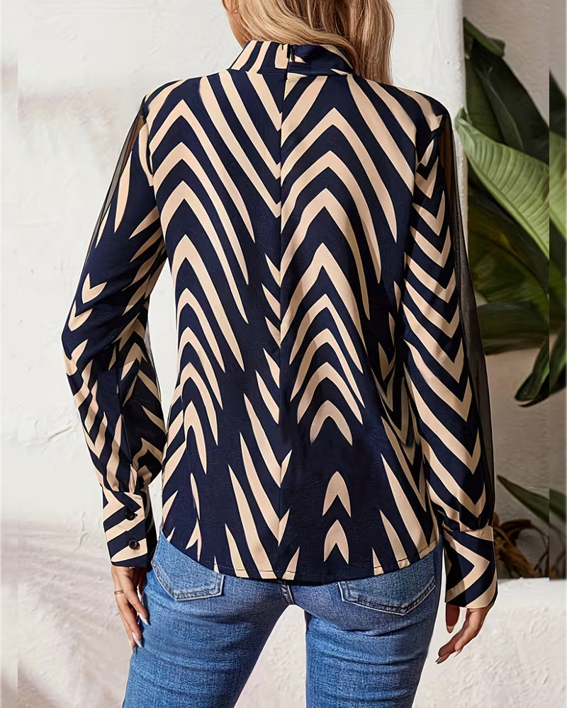 Casual Geometric Long-Sleeved Blouse