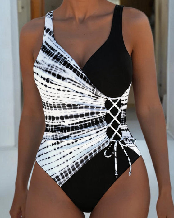 Asymmetrical Cross Dye One Piece