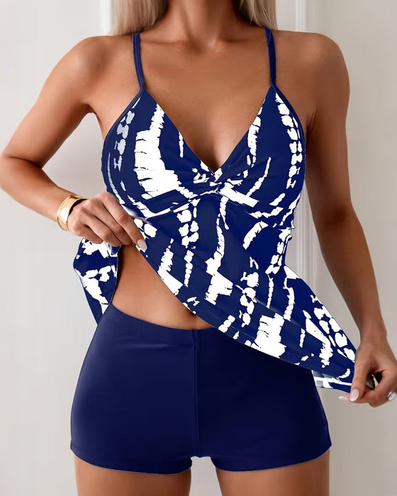 Strappy V-Neck Two-Piece Tankini