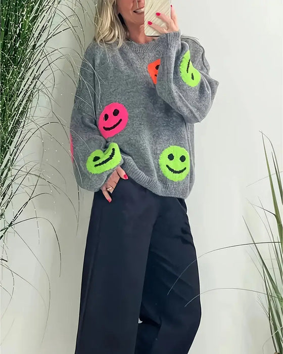 Smiley Face Crew Neck Jumper