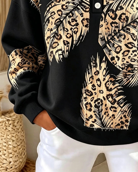 Leopard Feather Print Sweatshirt