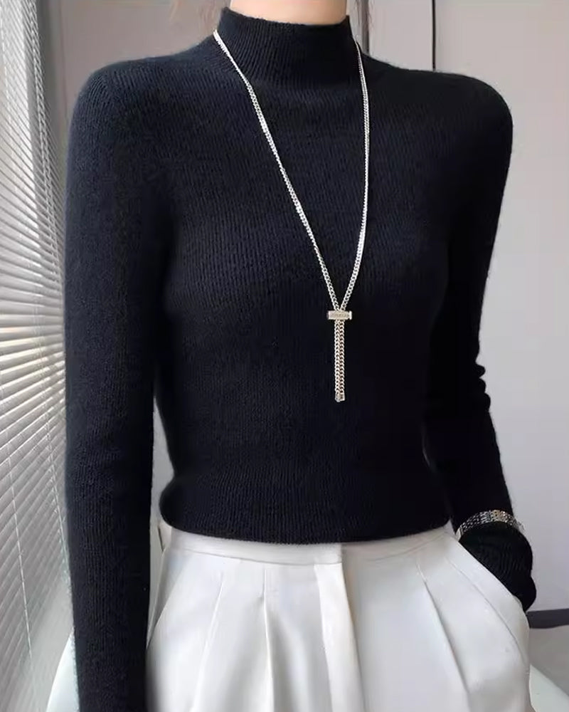 Half-High Neck Knitted Sweater