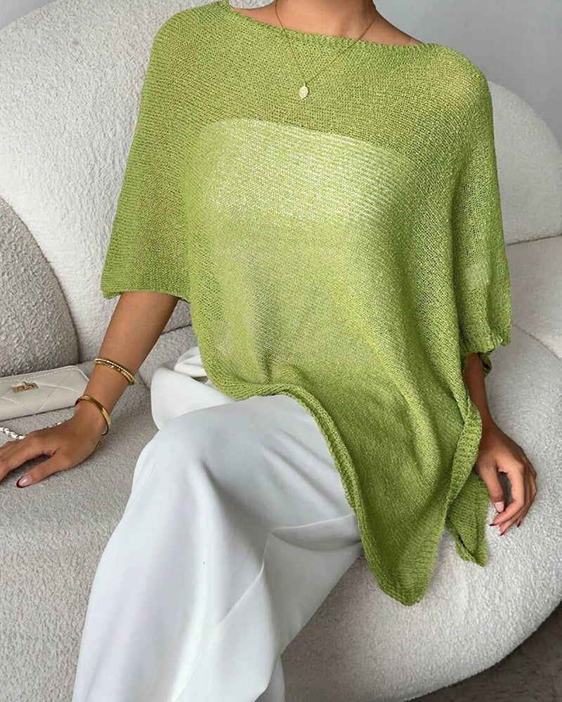 Cape-style sweater solid color pullover