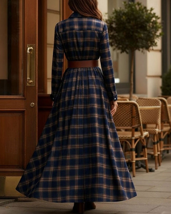 Plaid Long Shirt Dress