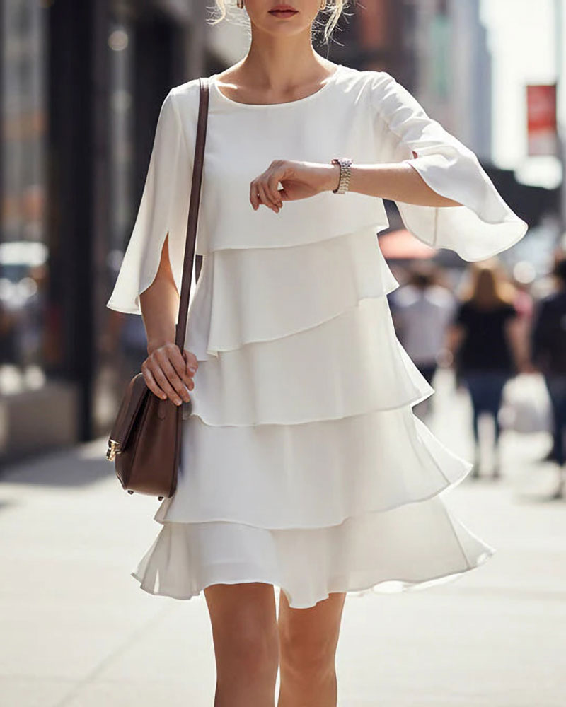 Loose Round Neck Cake Dress