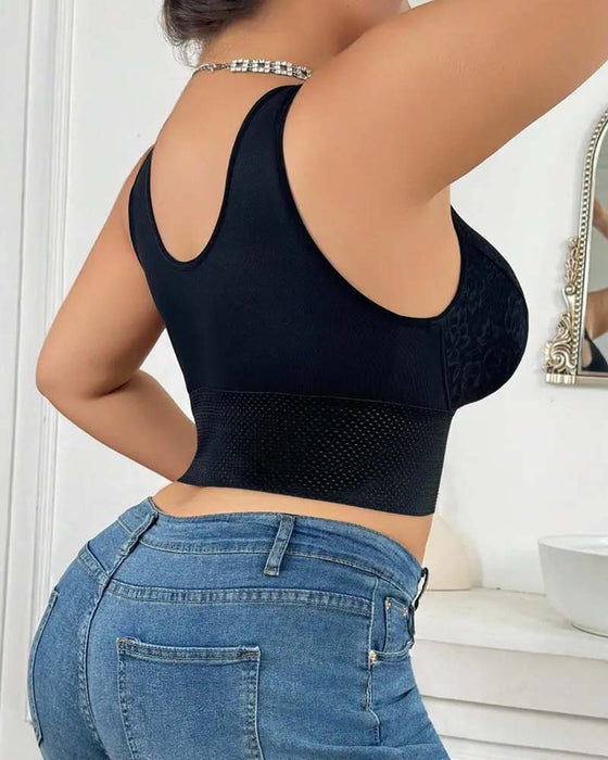 Women Front-Closure Buckle Push-Up Wire-Free Posture-Correcting Supportive Bra
