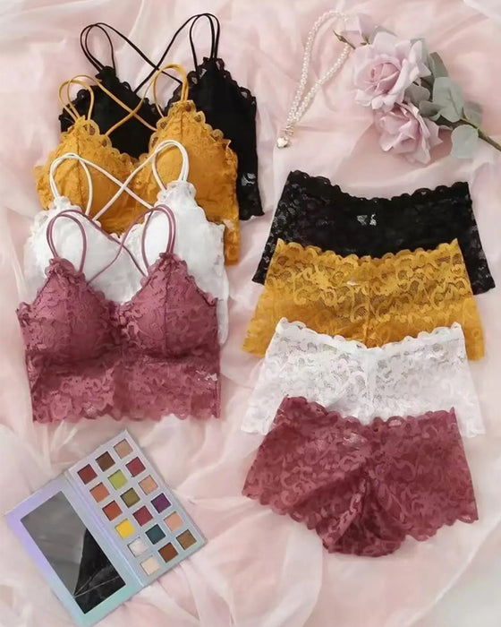 Lace Cutout Back Lingerie Set