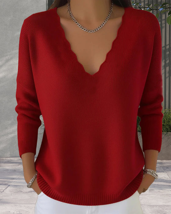 V-Neck Soft Knitted Pullover