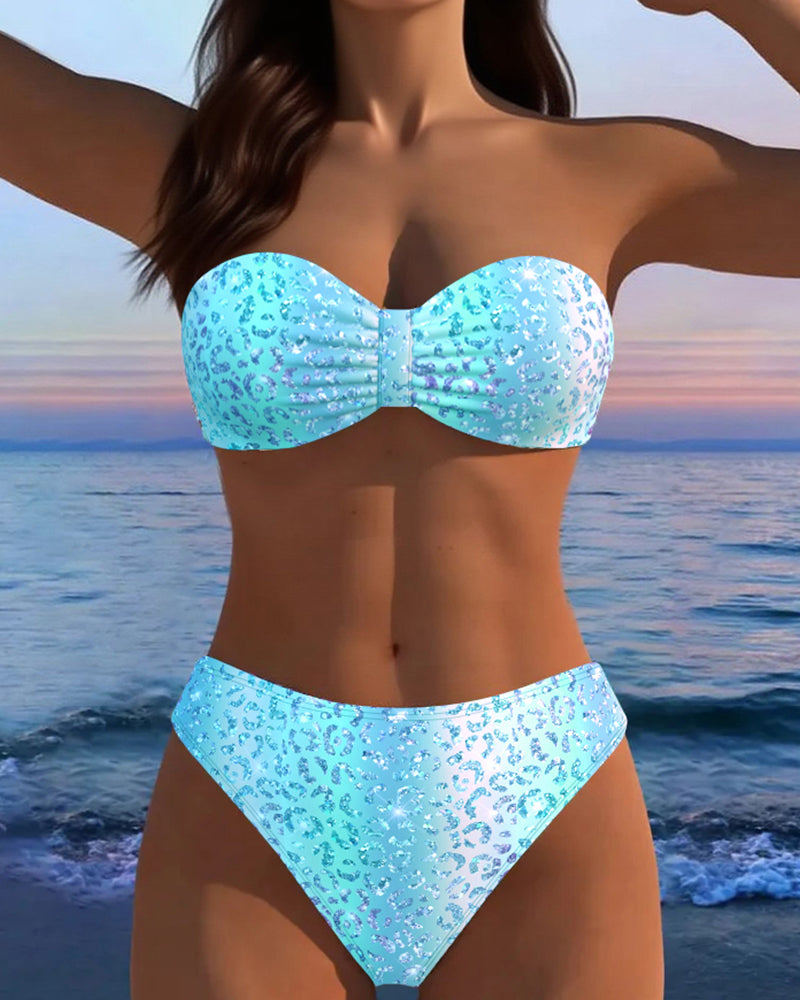 Leopard Print Bandeau Bikini
