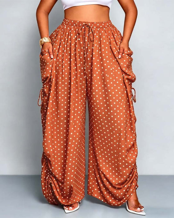 Small Polka Dot Wide Leg Lounge Pants