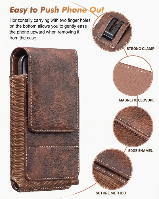🔥Waist Belt Cell Phone Pouch 📱 Multi-Pocket Leather Holster with Card Holder