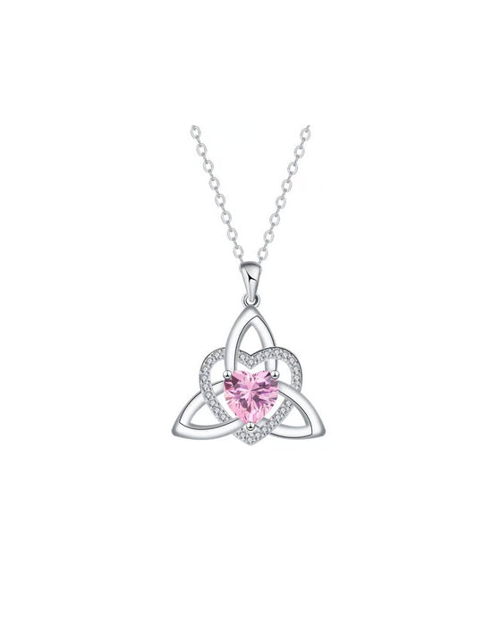 Birthstone Celtic Trinity Knot Heart Necklace✨ Heart Shape Celtic Trinity Knot Birthstone Pendant