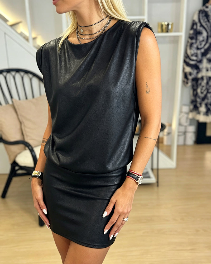 Sleeveless Casual Solid Dress