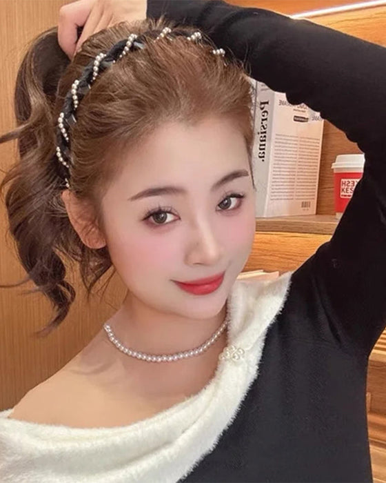 Vintage High Cranium Artificial Pearl Hairband