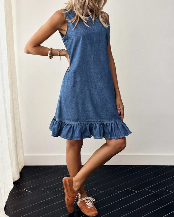 Sleeveless Denim Mermaid Vest Short Dresses