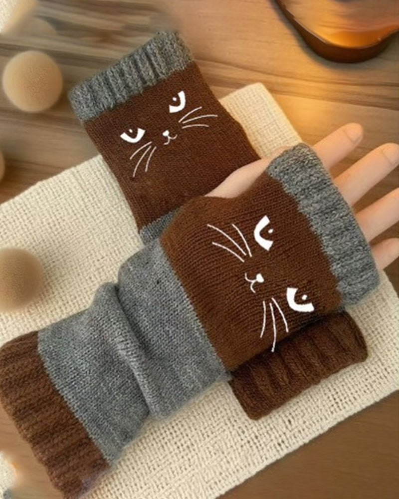 Cat Fingerless Gloves