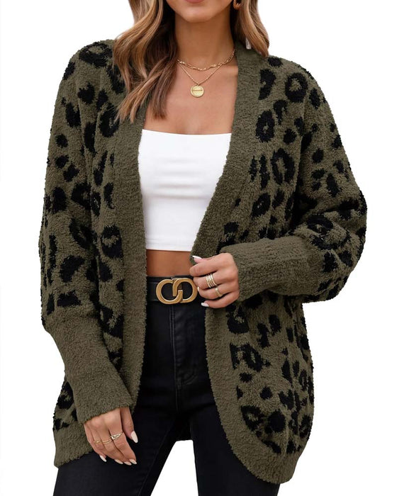Loose Leopard Print Long Sleeve Cardigan