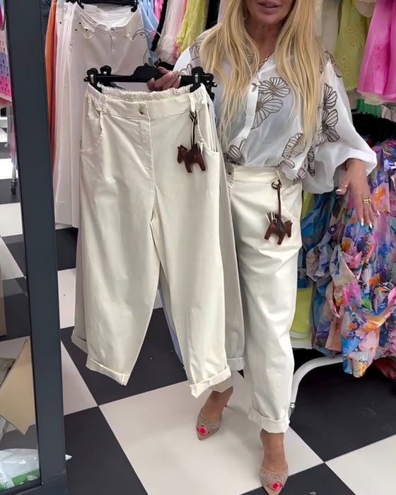 Fashion Elastic Waist Casual Pants