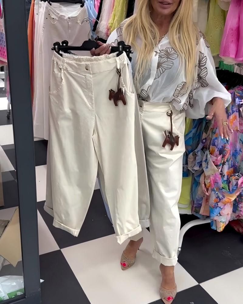 Fashion Elastic Waist Casual Pants