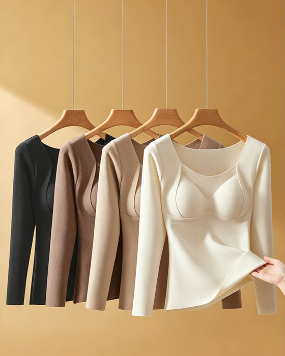 Women's Thermal Underwear Top with Bra Pads