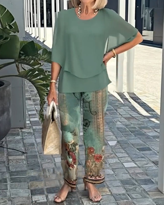 Fashion Printed Straight Pants Set