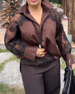 Sexy Patchwork Collared Shirt