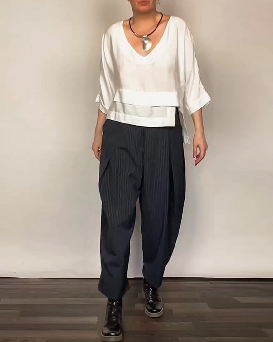 Retro Striped Casual Trousers