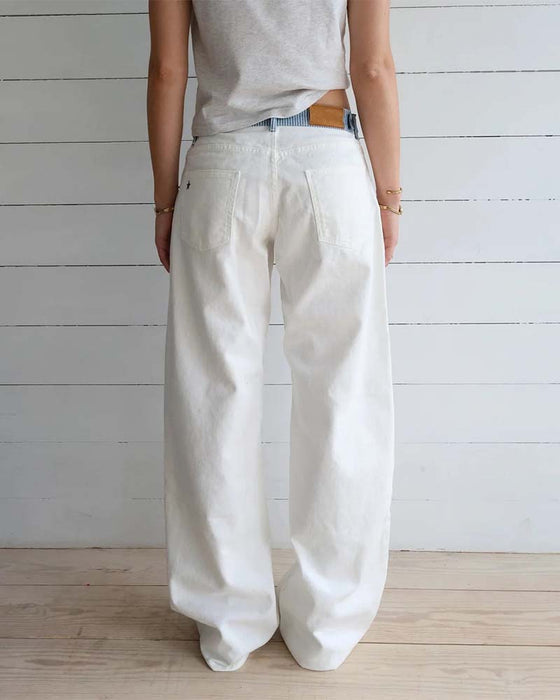 Striped Contrast Waistband Straight-Leg Pants