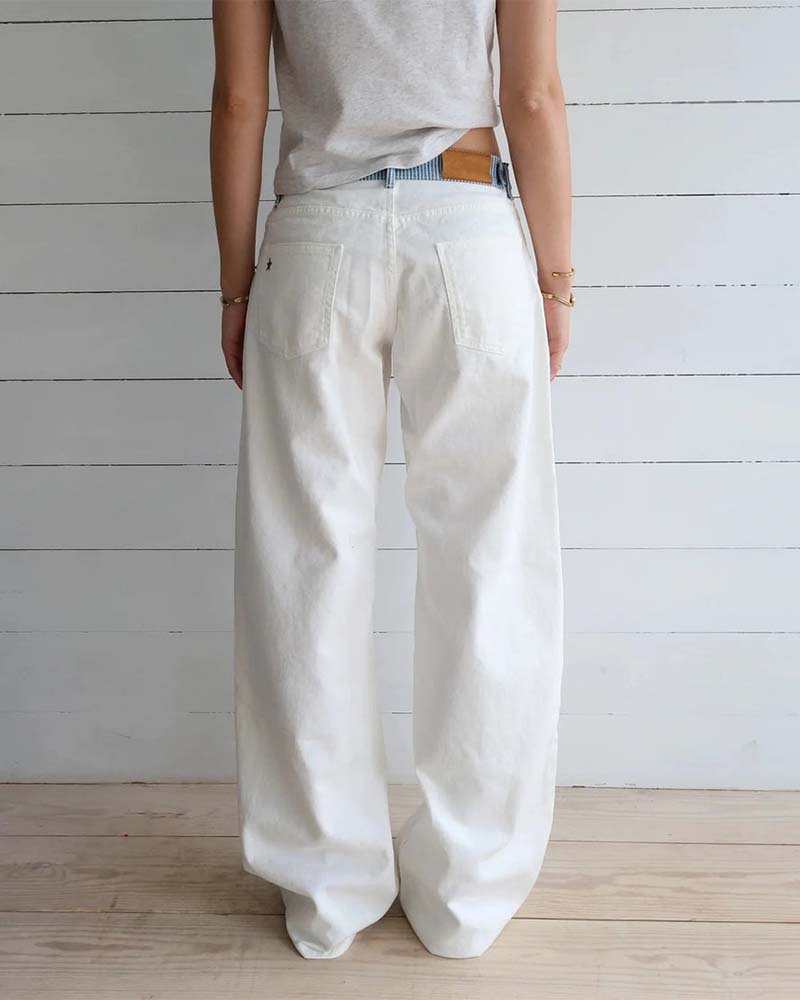Striped Contrast Waistband Straight-Leg Pants