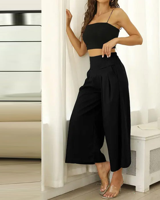Loose High-Waist Slimming Cropped Pants